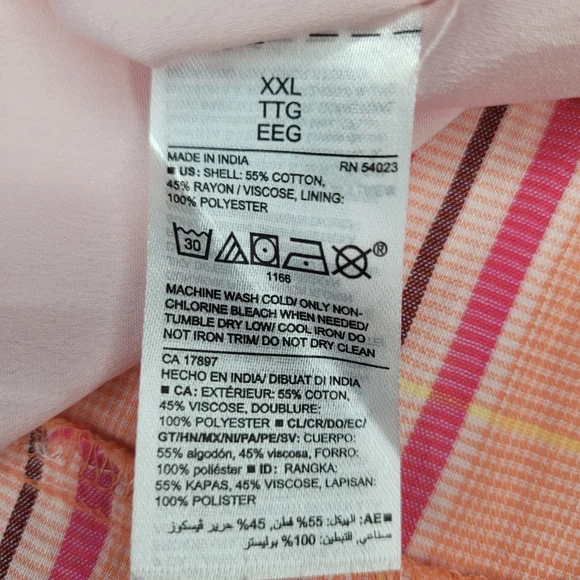 NWT Old Navy Dress Womens XXL Pink Orange Plaid Ruffle Fauz Wrap Picnic Summer - Picture 10 of 10